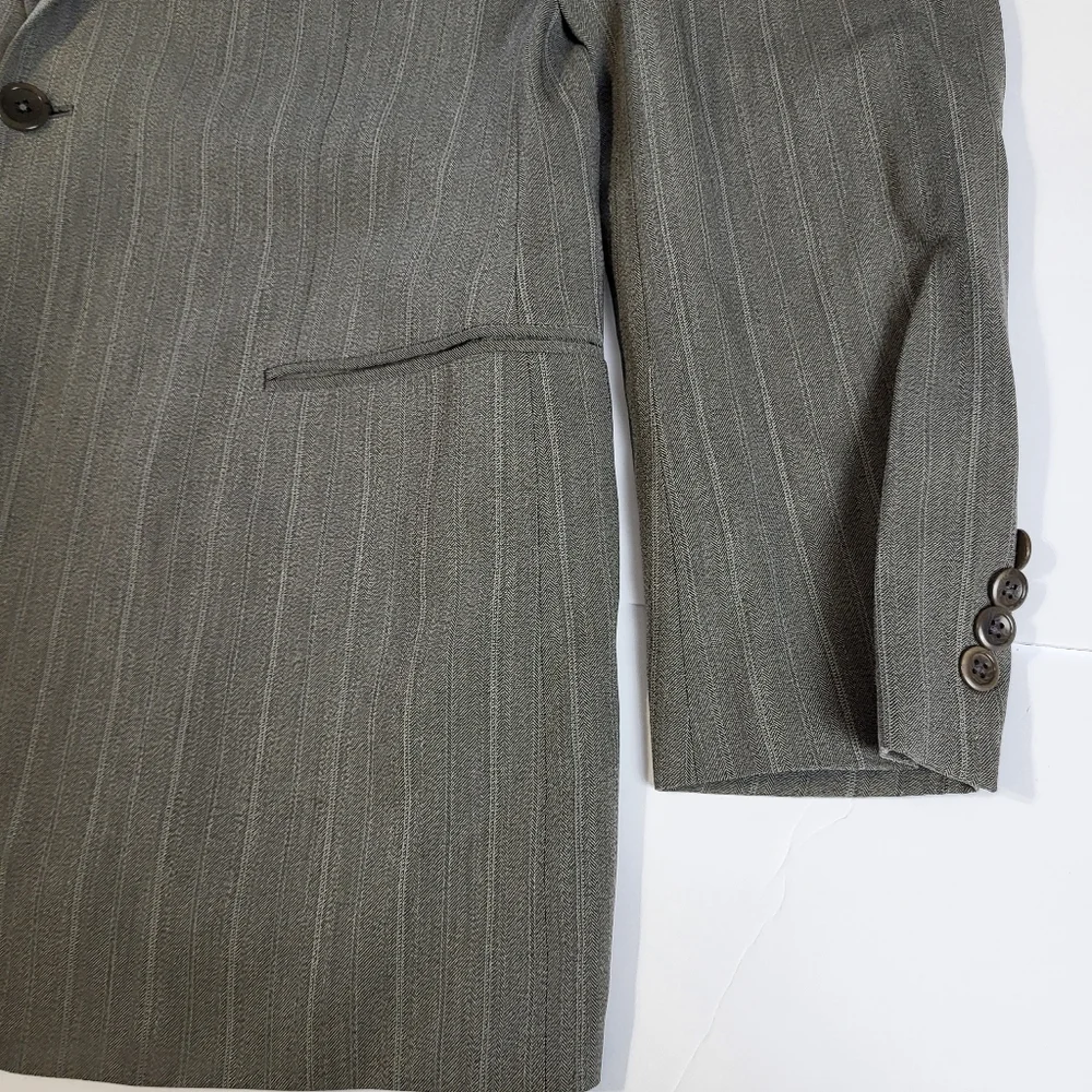 Armani Collezioni Suit Jacket Grey Striped Wool Blend Italian‎ Men's Size 42 L